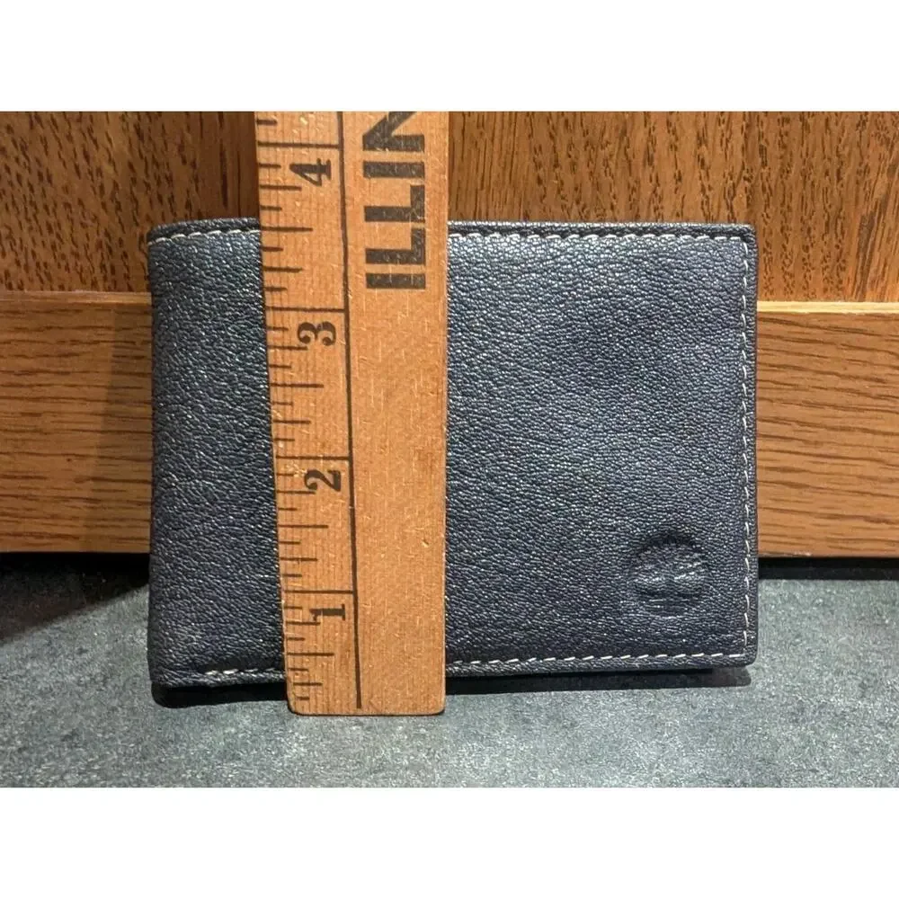 Timberland Men's Black Genuine Leather RFID Bi-Fold Passcase Wallet